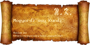 Mogyoróssy Kunó névjegykártya